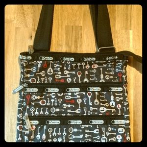 LeSportsac Crossbody Purse with 3 Zipper Front